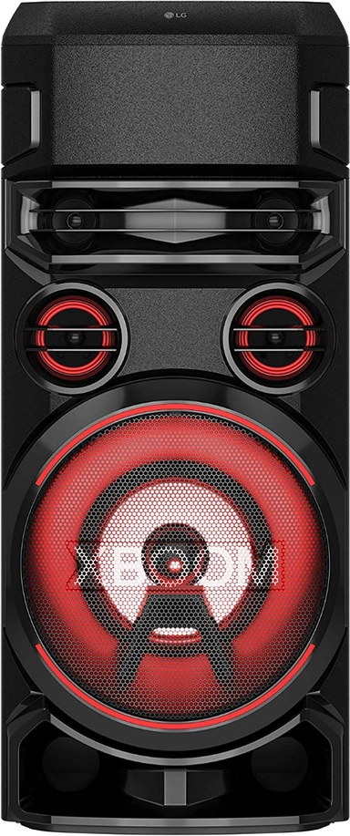 LG XBOOM RN7 ، مكبر صوت 2 بوصة × 2 ، متوسط 3 بوصات × 2 ، مكبر صوت 8 بوصة ، تعزيز جهير فائق ، انفجار جهير مزدوج ، ستروب للحفلات ، تطبيق دي جي ولوحة دي جي ، كاريوكي ستار والتحكم الصوتي ، مدخل جيتار