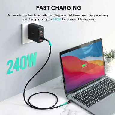 Aukey 1M 140W Silicone USB-C to USB-C Cable Black