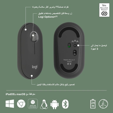 Logitech M350S Wireless Mouse Graphite