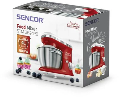 SENCOR Food mixer, 600 Watts, 4 L., Red, STM 3624RD