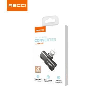 Recci Mobile Convertor 2in1 Lightning output 2 inputs Black
