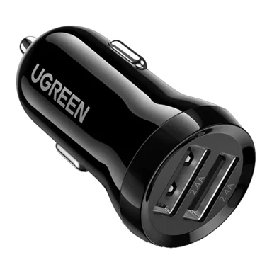 يوجرين , شاحن سيارة بمنفذ USB مزدوج ,أسود