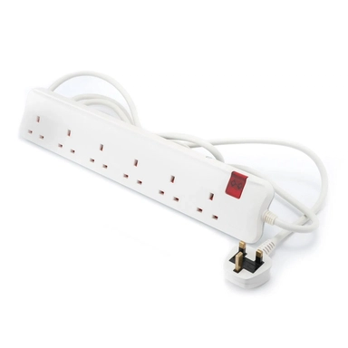 Legrand Power Extension Cord 6 Sockets 3M Long Cord White