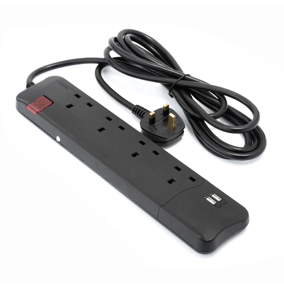 Legrand Power Extension 4 Sockets 2Usb Ports 3M Long Black
