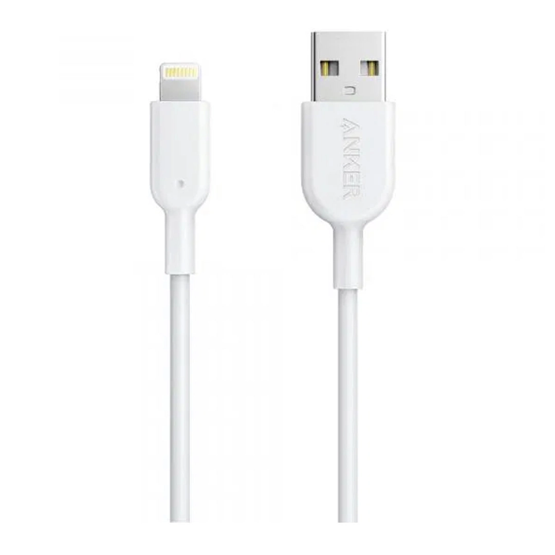 سلك شاحن انكر باورلاين الاصدار الثاني من USB الى ايفون بطول 1.8 م ابيض