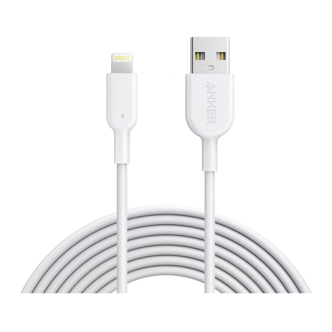 أنكر ,كابل باورلاين II USB-A إلى لايتنينج 10 قدم, أبيض