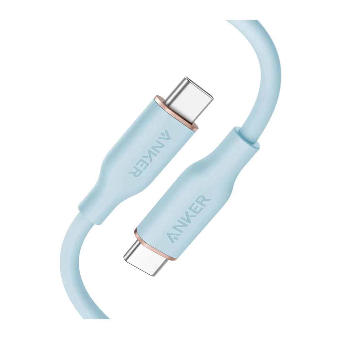 أنكر , باور لاين سلك شاحن تدفق USB-C إلى USB-C كابل بطول 1.8 م , أزرق