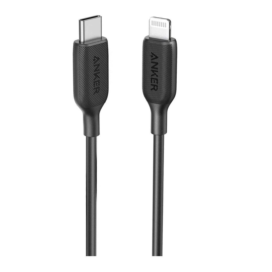 أنكر , باورلاين سلك شاحن USB-C مع موصل لايتنينج 2.0 3 أقدام ,أسود