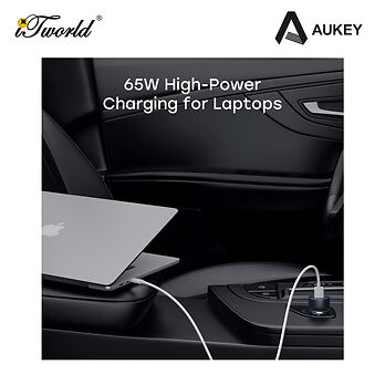 Aukey 2 Port USB Car Charger With Quick Charge 2.0 65W Black