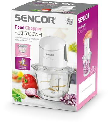 قطاعة خضار سينكور زجاج 1 لتر 500 واط ابيض SCB 5100WH
