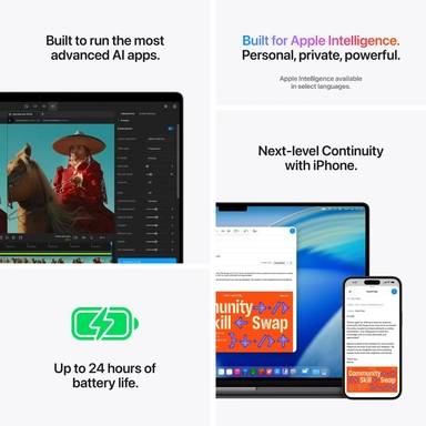 لاب توب ابل ماك بوك، معالج M5 برو، ثماني عشرة النواة CPU/عشرون النواة GPU، تيرابايت 1 SSD، رام 24 جيجابايت، شاشة 16.2 بوصة، ماك او اس، فضى - MGE44AB/A