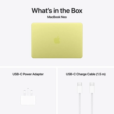 لاب توب ابل ماك بوك نيو، معالج A18 Pro، سداسي النواة CPU/خماسي النواة GPU، جيجابايت 256 SSD، رام 8 جيجابايت، شاشة 13 بوصة، ماك او اس، سيتروس -  MHFD4AB/A