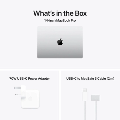 لاب توب ابل ماك بوك، معالج M5 برو، خمس عشرة  النواة CPU/ست عشرة النواة GPU، تيرابايت 1 SSD، رام 24 جيجابايت، شاشة 14.2 بوصة، ماك او اس، فضى - MGDN4AB/A