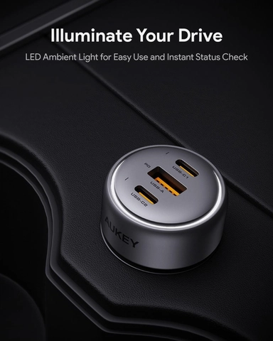 Aukey P1 Pathfinder Mix 3 Car Charger, 66W, USB-C, Gray - CC-P1-GY