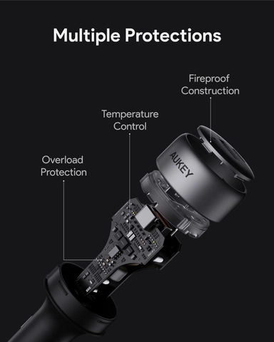 Aukey P1 Pathfinder Mix 3 Car Charger, 66W, USB-C, Gray - CC-P1-GY