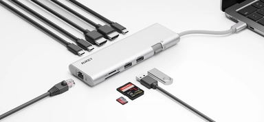 Aukey 10-in-1 USB Hub Adapter, Silver - UH-CUH03-SV