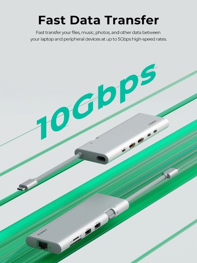 Aukey 10-in-1 USB Hub Adapter, Silver - UH-CUH03-SV