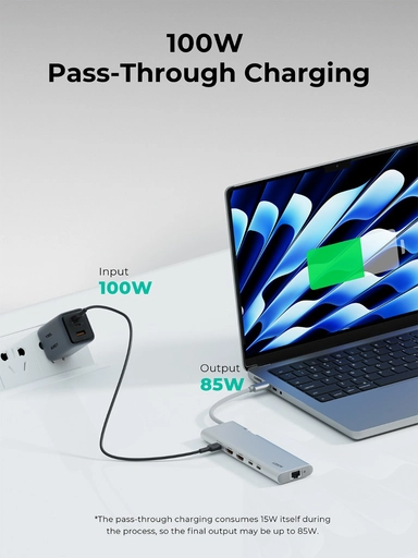 Aukey 10-in-1 USB Hub Adapter, Silver - UH-CUH03-SV