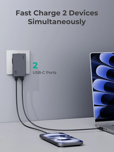 Aukey Comet Slim PD GaN C4, Wall Charger, 67W, 1 Port, USB-C PD, Gray - PA-C4-GY