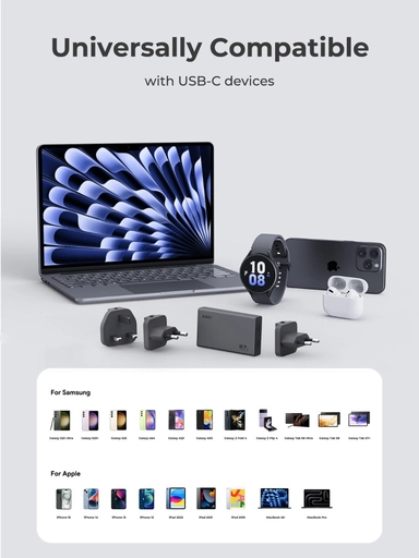 Aukey Comet Slim PD GaN C4, Wall Charger, 67W, 1 Port, USB-C PD, Gray - PA-C4-GY