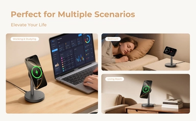 شاحن لاسلكي Aukey MagFusion بقدرة 25 واط، رمادي - LC-MC111-GY