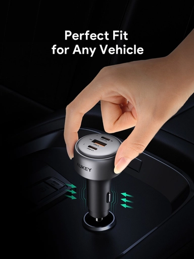 Aukey Pathfinder MIX 3 Car Charger, 100W, USB-C & USB-A, Gray - CC-P3-GY