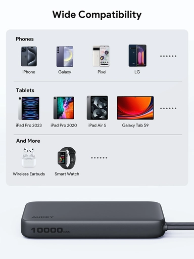 باور بانك أوكي سبارك، 10000 مللي أمبير، 15 واط، رمادي - PB-Y53-GY