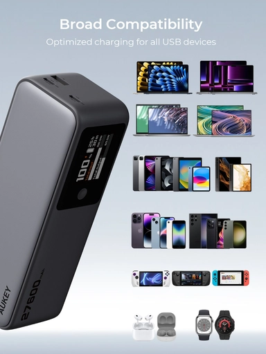 Aukey Power bank Y63, 27600 mAh, Gray - PB-Y63-GY