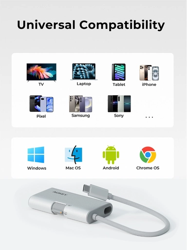 Aukey, USB Hub 3-in-1, Silver - UH-CUH01-SV