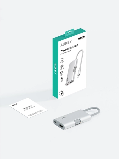 Aukey, USB Hub 3-in-1, Silver - UH-CUH01-SV