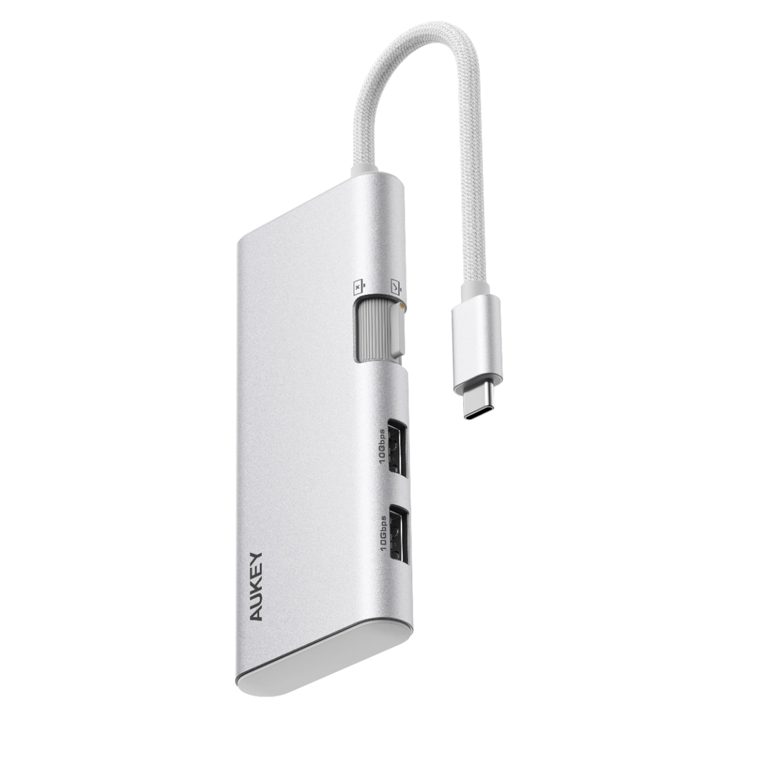 Aukey, USB Hub 6-in-1, CUH02, Silver - UH-CUH02-SV
