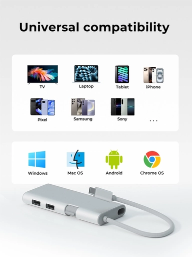 Aukey, USB Hub 6-in-1, CUH02, Silver - UH-CUH02-SV