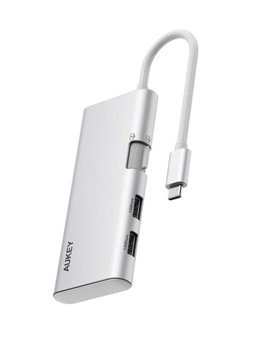 Aukey, USB Hub 6-in-1, CUH02, Silver - UH-CUH02-SV
