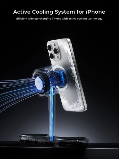 شاحن لاسلكي من أوكي، 25 واط، منفذ واحد (3 في 1)، رمادي - LC-MC315-GY