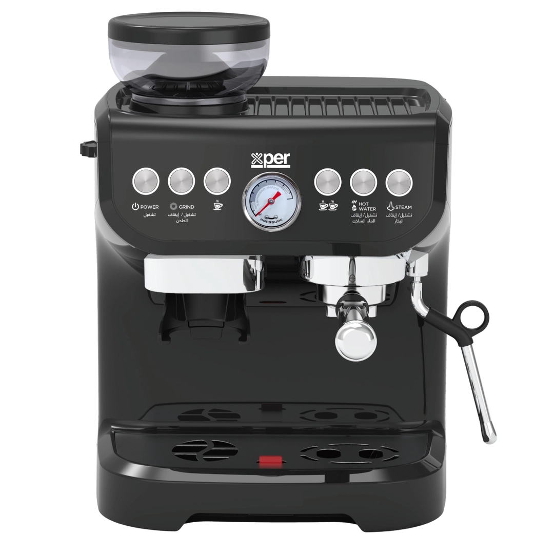 Xper Espresso and Cappuccino Maker + Coffee Grinder 1560 Watts, 19 Bar, XPICG-995