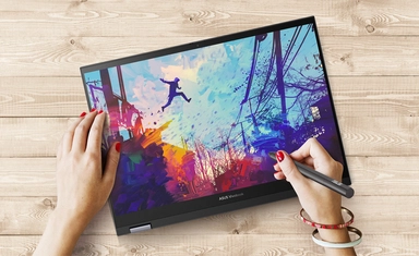 أسوس فيفو بوك S14 فليب، بمعالج i5-13420H، ذاكرة 16 جيجابايت، سعة تخزين 512 جيجابايت، شاشة 14 بوصة، نظام ويندوز 11، اللون الأزرق الهادئ