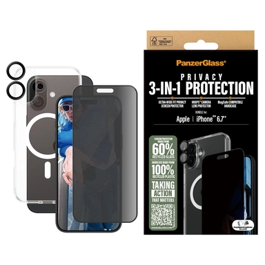 PanzerGlass 3-in-1 Privacy Protection Bundle iPhone 16 Plus