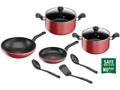 طقم قدور تيفال 9 قطع احمر B243S987