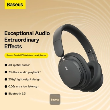 Baseus Bowie D05 Wireless Over-Ear Headphones, Gray - NGTD020213