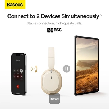 Baseus Bowie D05 Wireless Over-Ear Headphones, White - NGTD020202