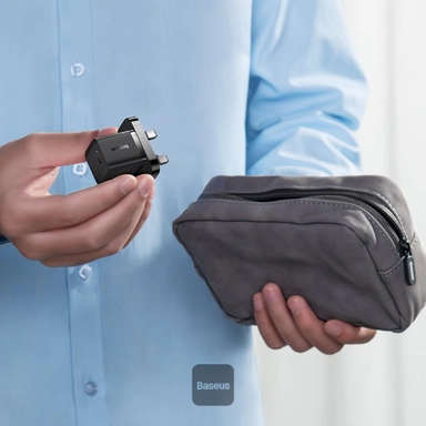 بيسوس GaN5 ميني شاحن جداري، 30 واط، USB-C، أسود - P10110906113-00