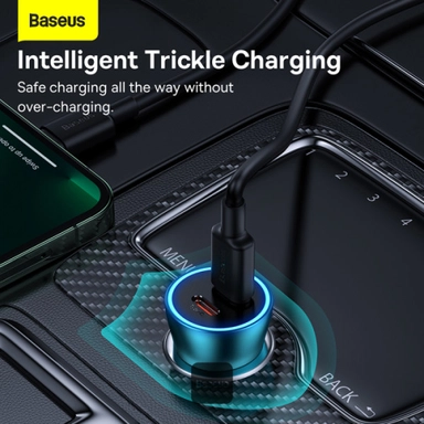 بيسوس جولدن كونتاكتور برو شاحن سيارة، 40 واط، منفذين USB-C، أزرق - CGJP000003