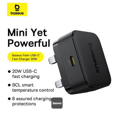 Baseus Palm Wall Charger, 20W, USB-C, Black - P1011160C213-00