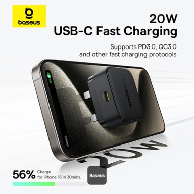 Baseus Palm Wall Charger, 20W, USB-C, Black - P1011160C213-00