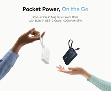 باور بانك، بيسيوس، PicoGo سعة 10,000 مللي أمبير، 45 واط، شاشة رقمية، أسود - P10076803123-00