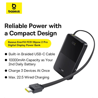 Baseus Power Bank, 10000mAh, 22.5W, Cosmic Black - E0027600