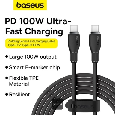 Baseus Pudding Series C to C Cable, Cable, 100W , USB-C, Black - P10355702111-B2