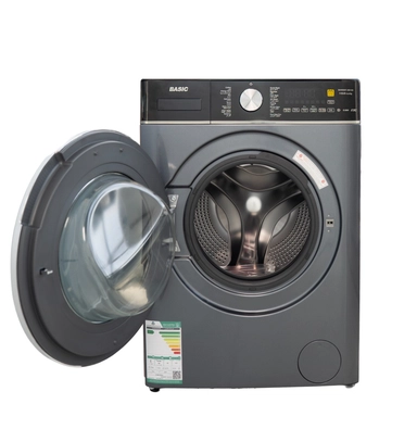 غسالة اتماتيك امامية مع مجفف ملابس BASIC ، سعة 10 كجم، بتقنية العاكس، 18 برنامجًا، فضي - BAWMDF-MB10S