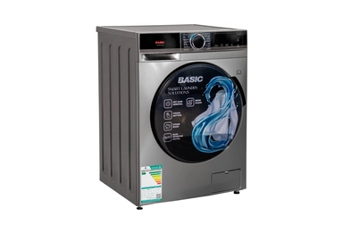 غسالة ملابس بيسيك  تحميل أمامي سعة 13 كجم مع مجفف، 15 برنامجًا، فضي - BAWMDF-M130S