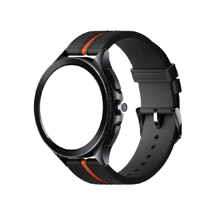 سوار ساعة شاومي بسوار جلدي, أسود برتقالي 